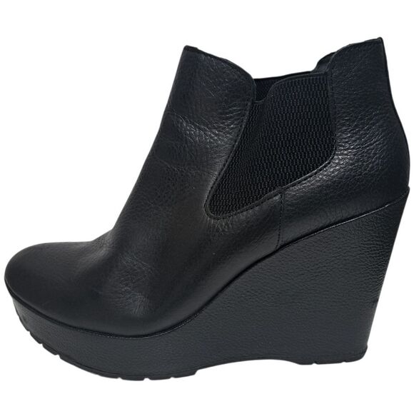 Korks By Kork Ease Chunky Stretch Platform Wedge Ankle Bootie Size 9.5 Black - Picture 1 of 15